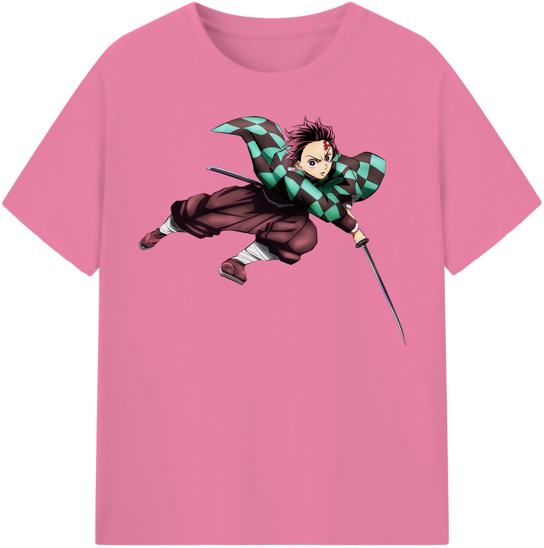 （画像用） 鬼滅の刃 竈門 炭治郎／かまど たんじろう Kamado Tanjirou 綿100％半袖Tシャツ（フロントプリント）